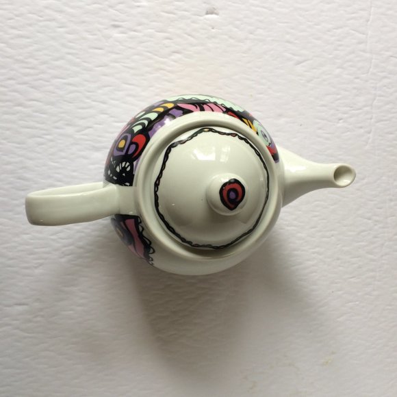 Teapot Josien Broeren White Colorful Woman Face Print Porcelain Kitchen - Picture 5 of 12